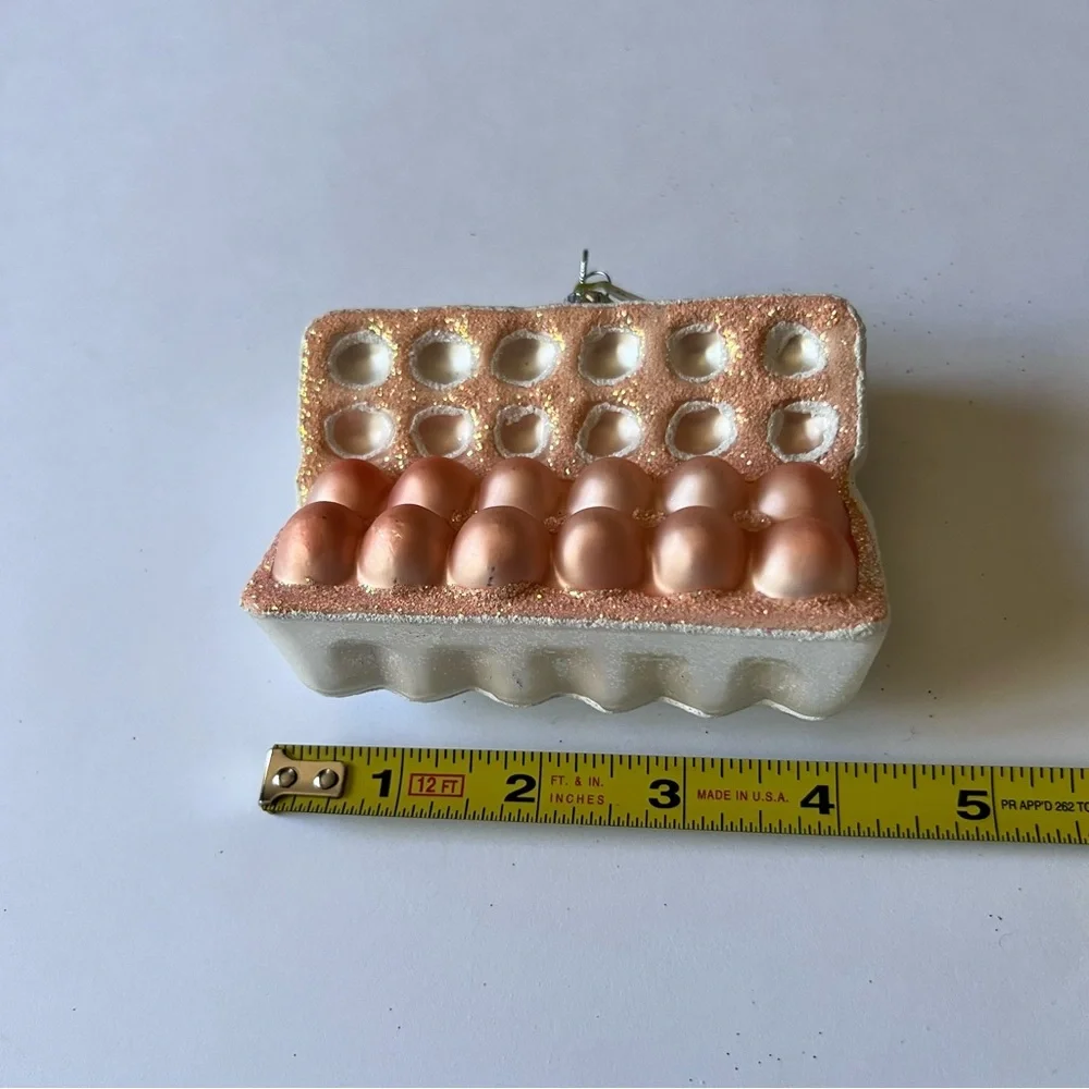 CODY FOSTER ONE DOZEN BROWN ORGANIC EGGS GLASS CHRISTMAS ORNAMENT NEW